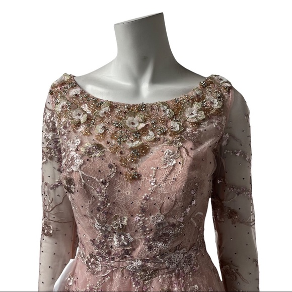 Mac Duggal Tea Length Lace & Floral Dress - Picture 2 of 7